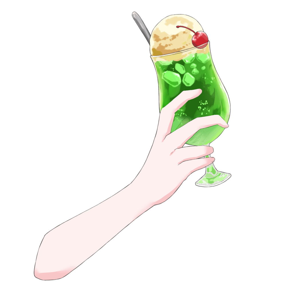 Vtuber向けフリー素材/メロンクリームソーダを持つ手のイラスト