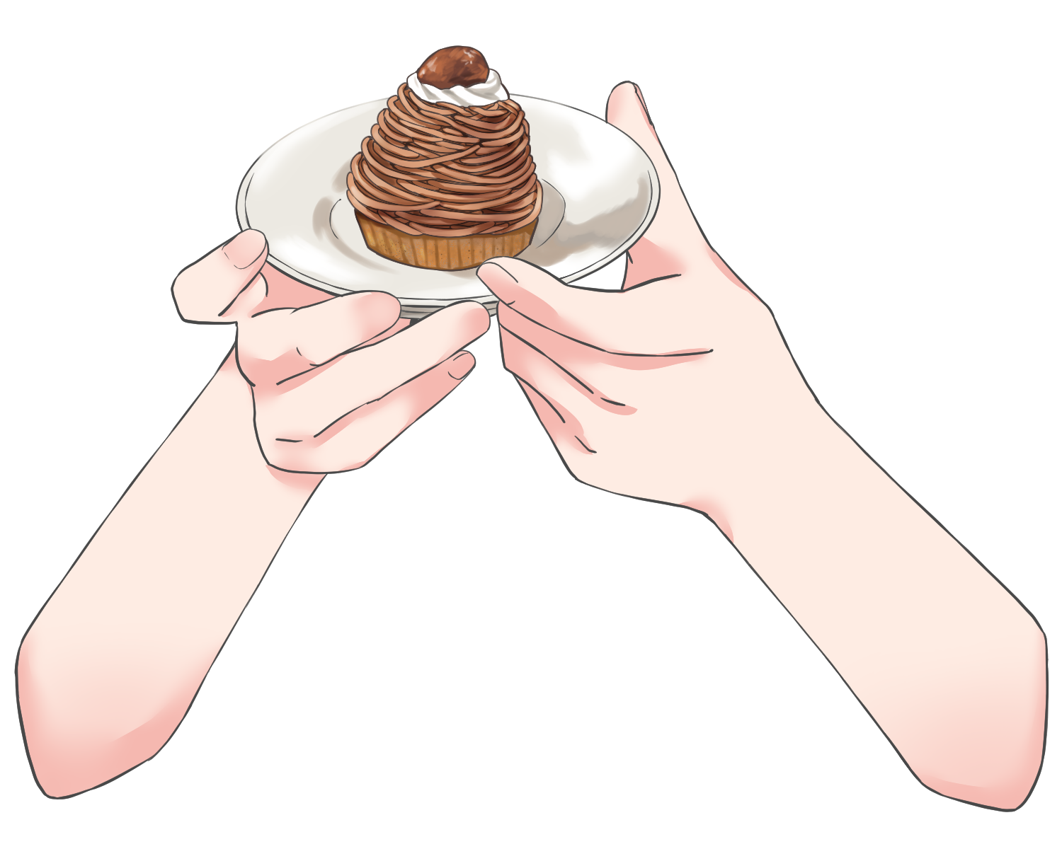 Vtuber向けフリー素材|モンブランを持つ手のイラスト