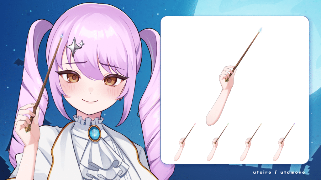 Vtuber向け 魔法の杖を持った手のフリーイラスト素材｜配信やサムネに使える