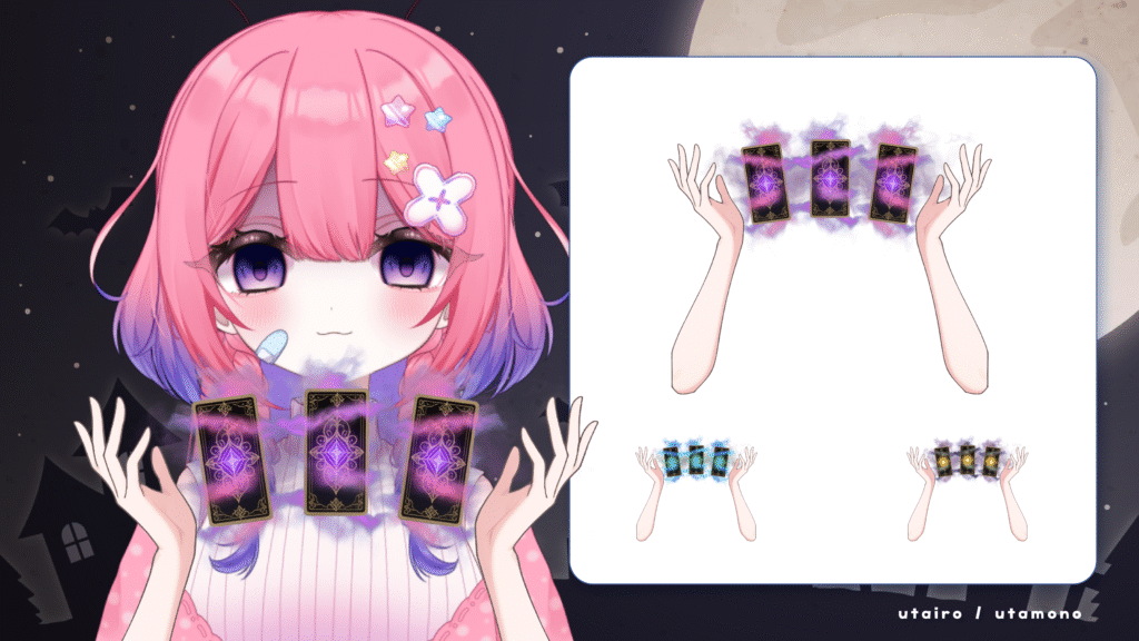 Vtuber向けフリー素材/タロットカード占いをする手のイラスト