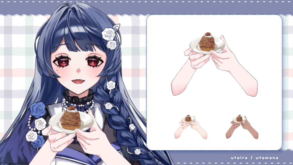 Vtuber向けフリー素材|モンブランを持つ手のイラスト