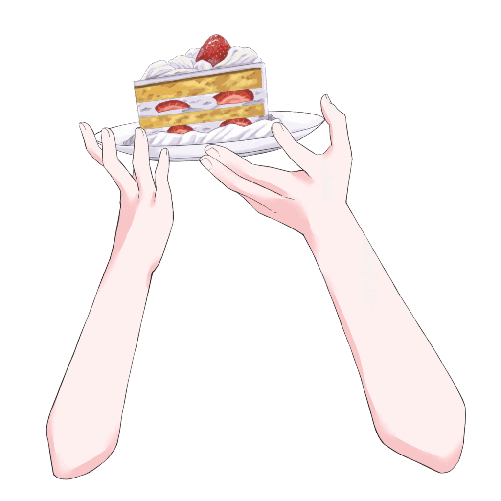 Vtuber向けフリー素材｜ショートケーキを持つ手のイラスト 無料・商用利用可