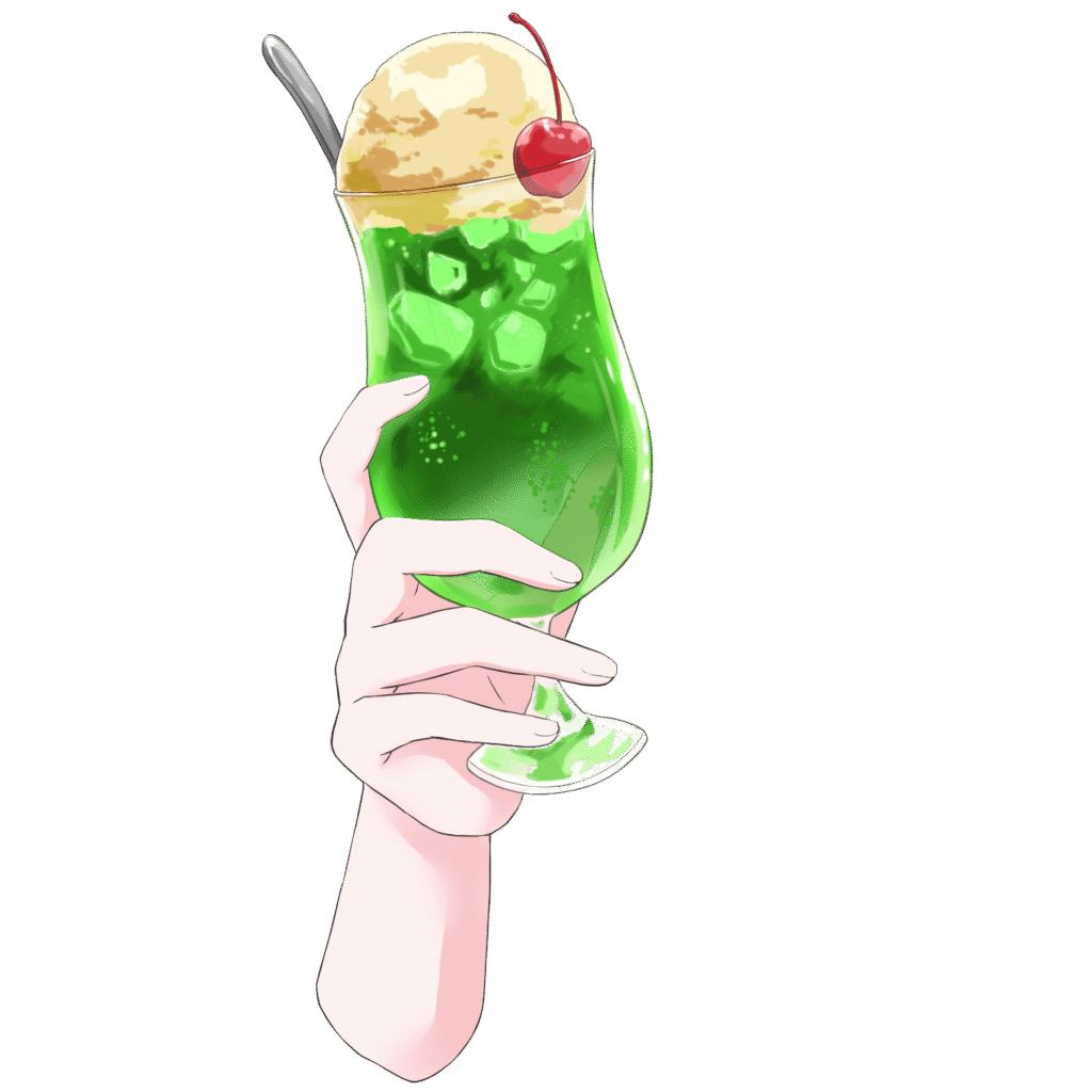 Vtuber向けフリー素材/メロンクリームソーダを持つ手のイラスト