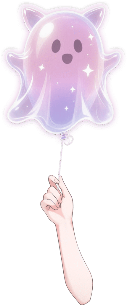 Vtuber向けフリー素材/お化けの風船を持つ手のイラスト