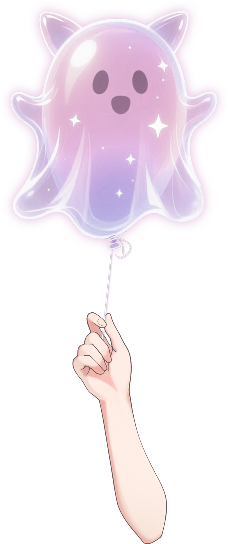 Vtuber向けフリー素材/お化けの風船を持つ手のイラスト