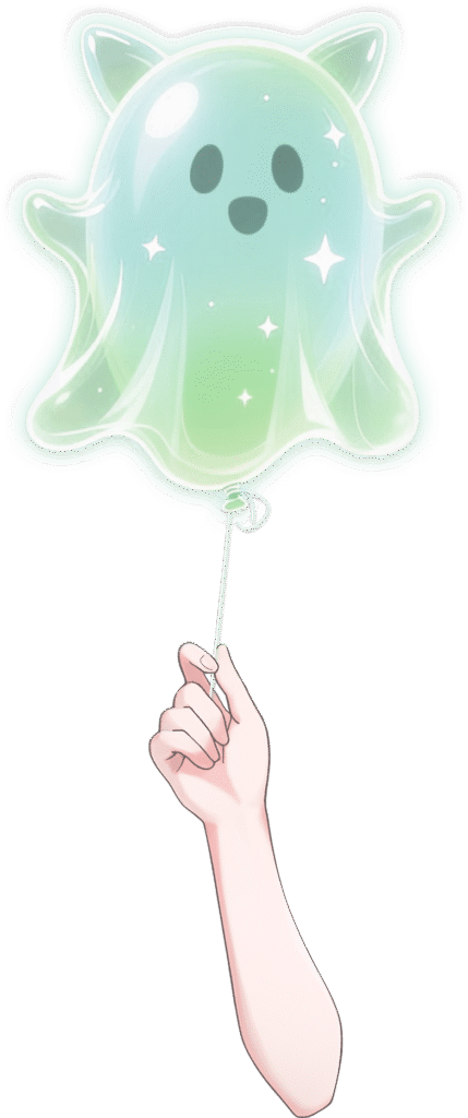 Vtuber向けフリー素材/お化けの風船を持つ手のイラスト