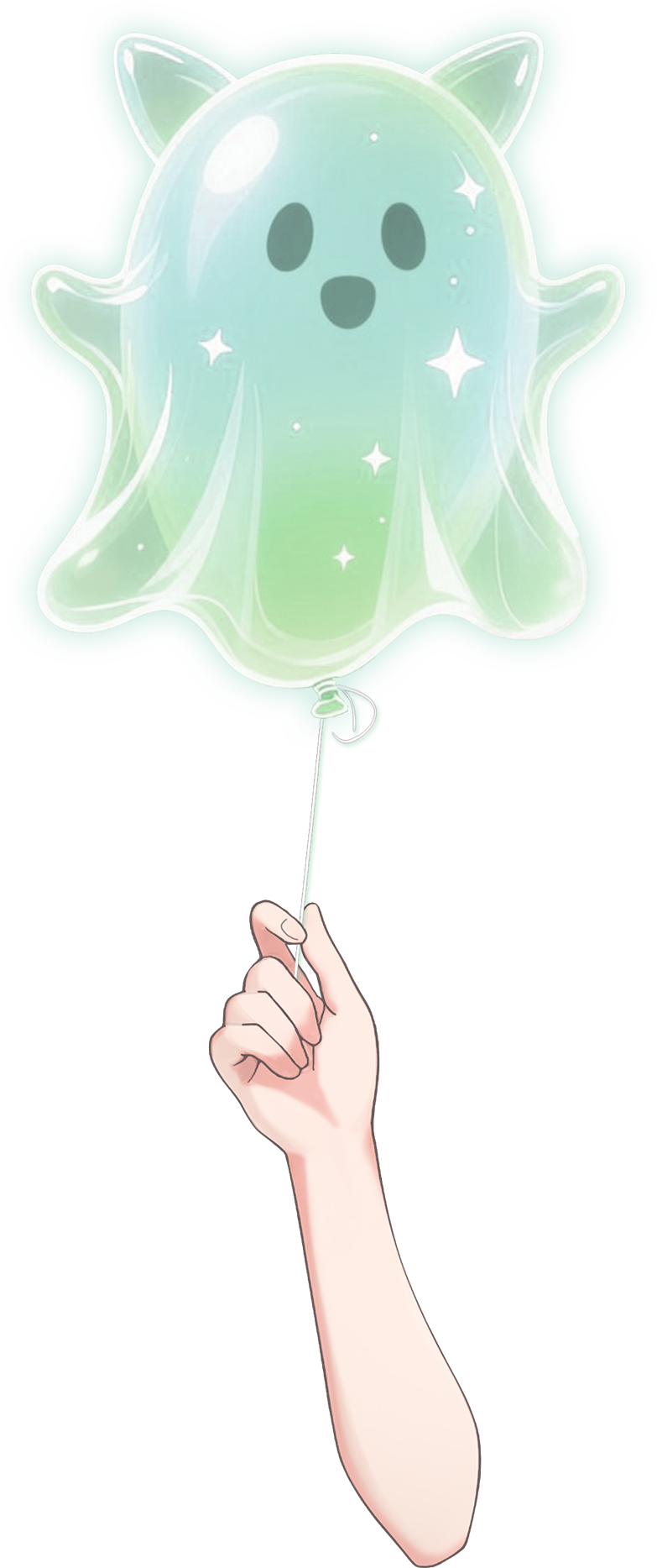 Vtuber向けフリー素材/お化けの風船を持つ手のイラスト