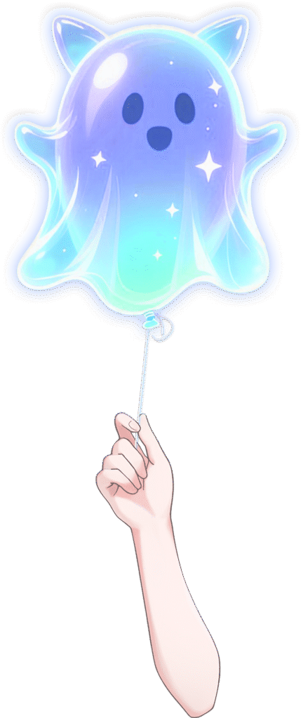 Vtuber向けフリー素材/お化けの風船を持つ手のイラスト