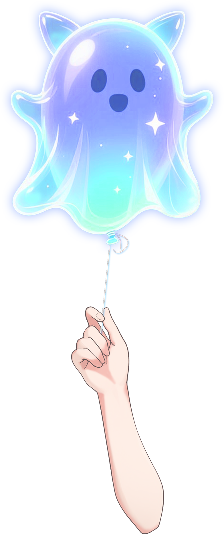 Vtuber向けフリー素材/お化けの風船を持つ手のイラスト
