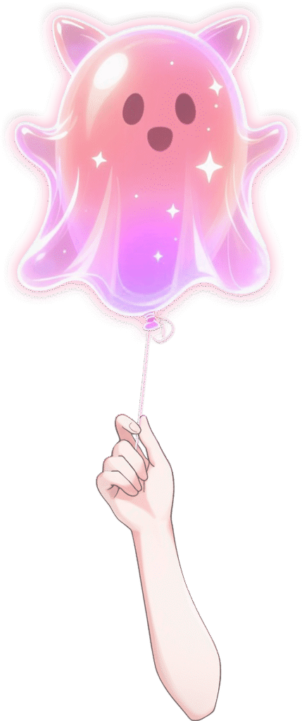 Vtuber向けフリー素材/お化けの風船を持つ手のイラスト