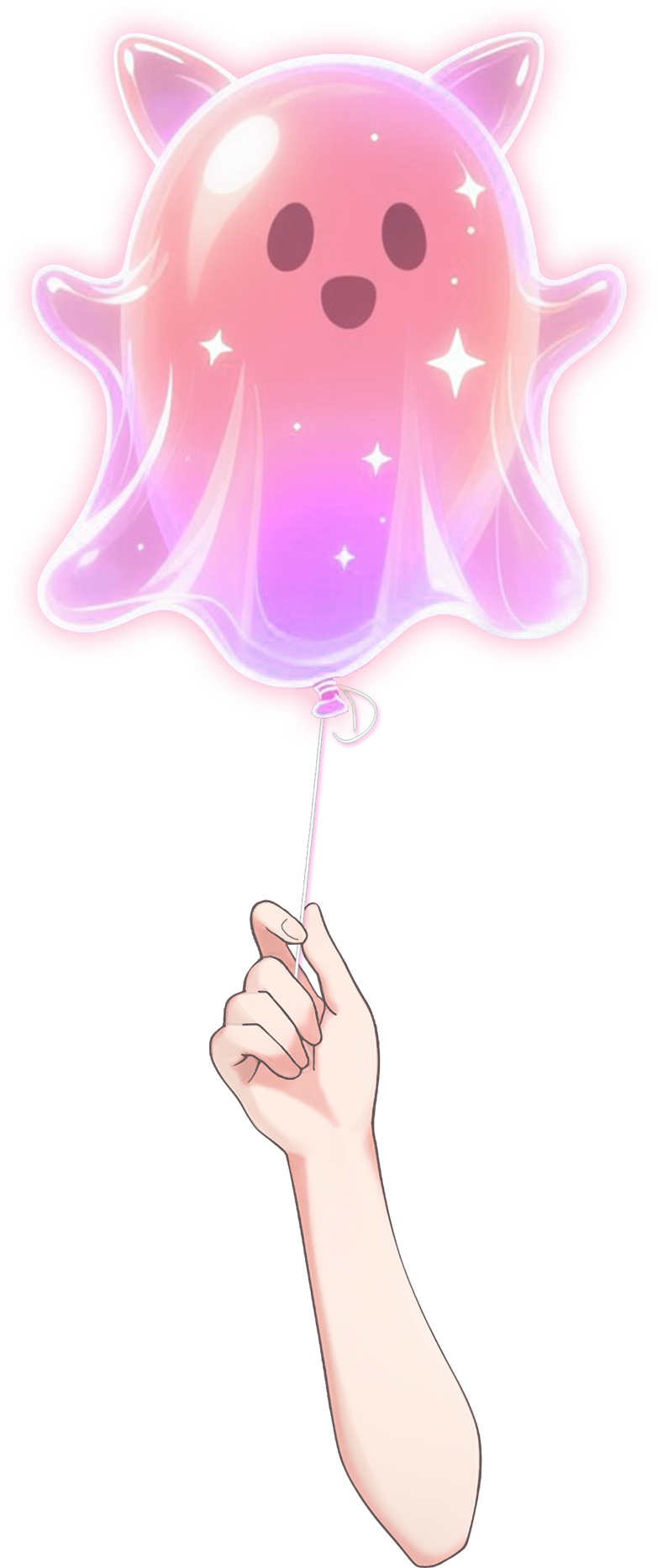 Vtuber向けフリー素材/お化けの風船を持つ手のイラスト