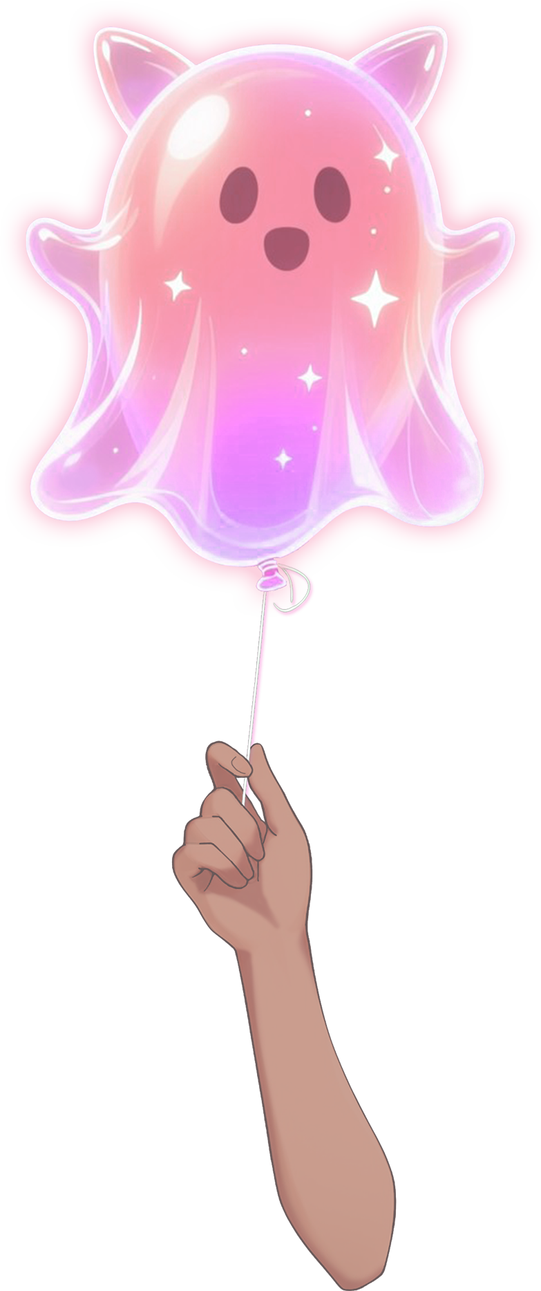 Vtuber向けフリー素材/お化けの風船を持つ手のイラスト