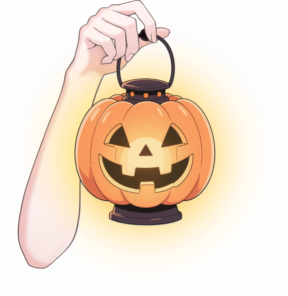 かぼちゃランタンを持つ手のイラスト素材 ハロウィン配信やイベント告知におすすめ