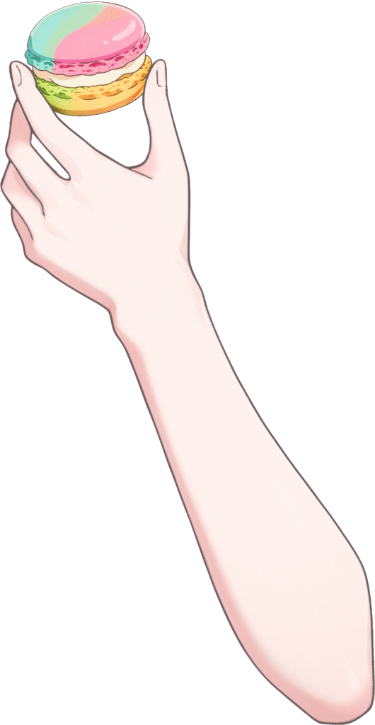 Vtuber向けフリー素材|マカロンを持つ手のイラスト