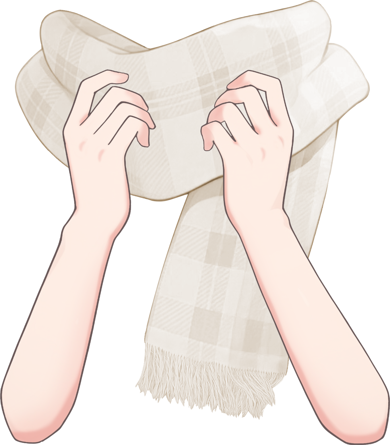 マフラーをぎゅっとする手のイラスト