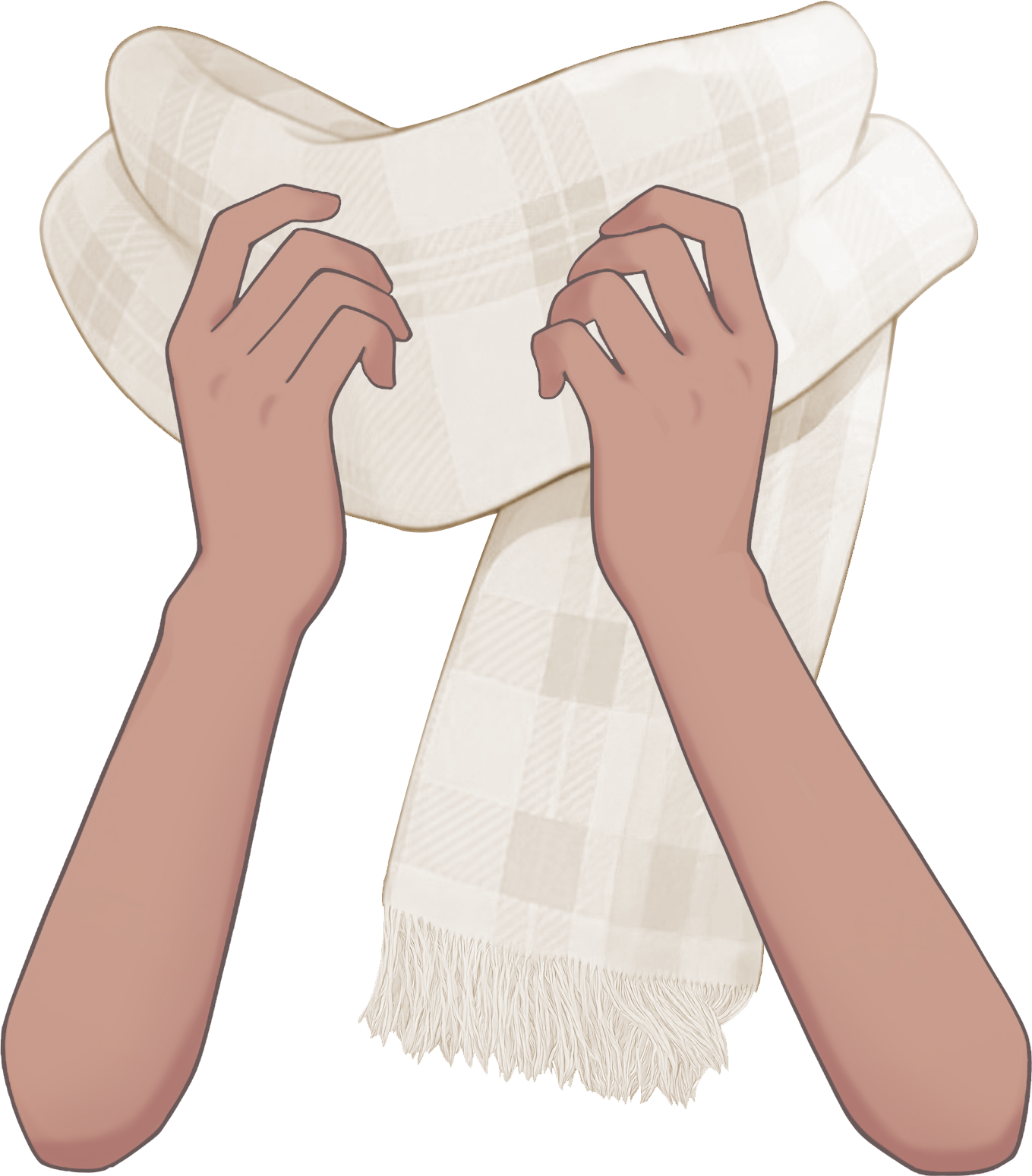 マフラーをぎゅっとする手のイラスト