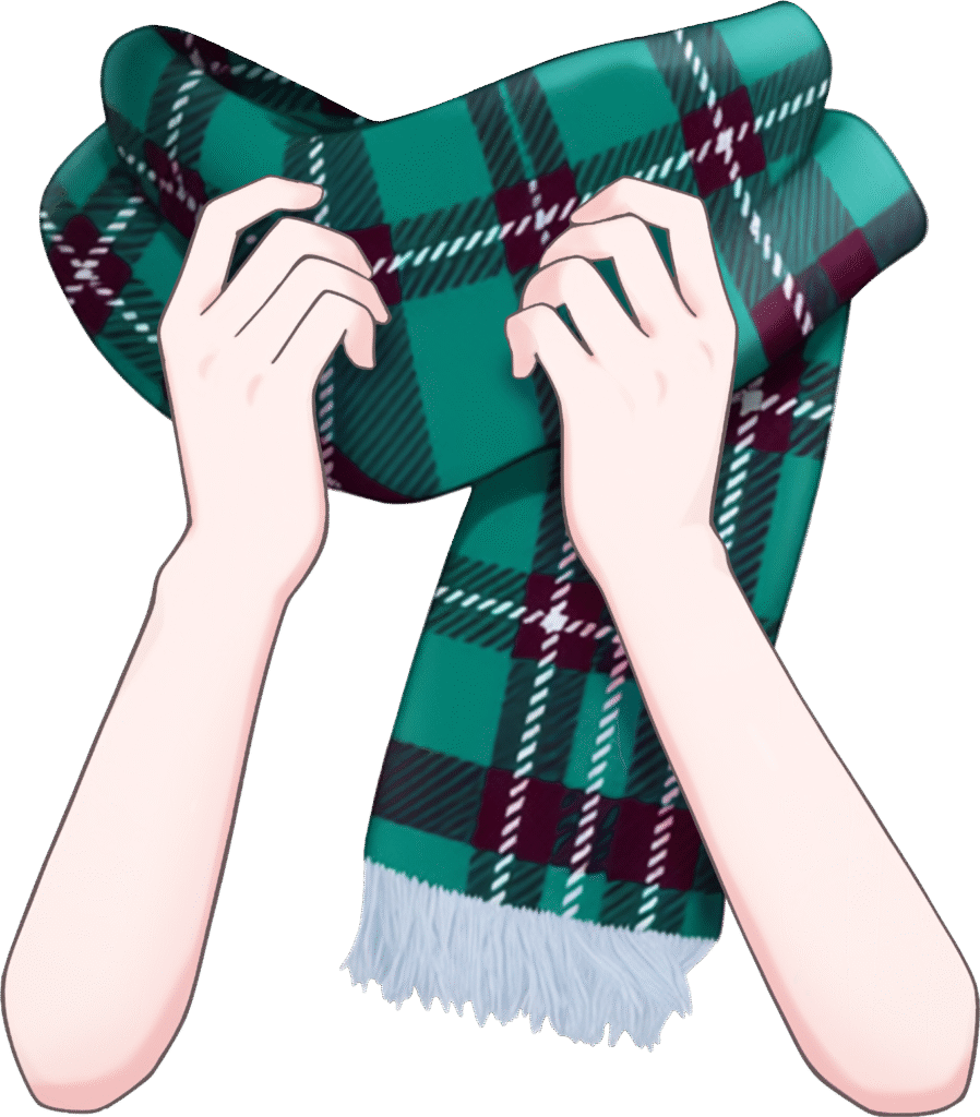 マフラーをぎゅっとする手のイラスト