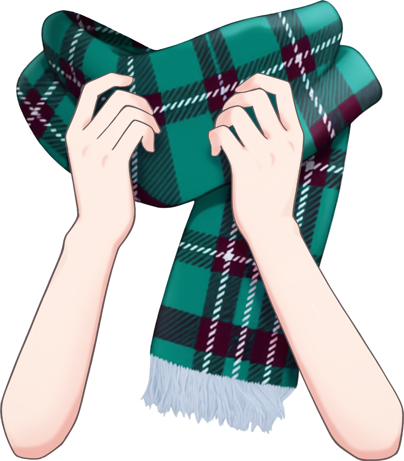 マフラーをぎゅっとする手のイラスト