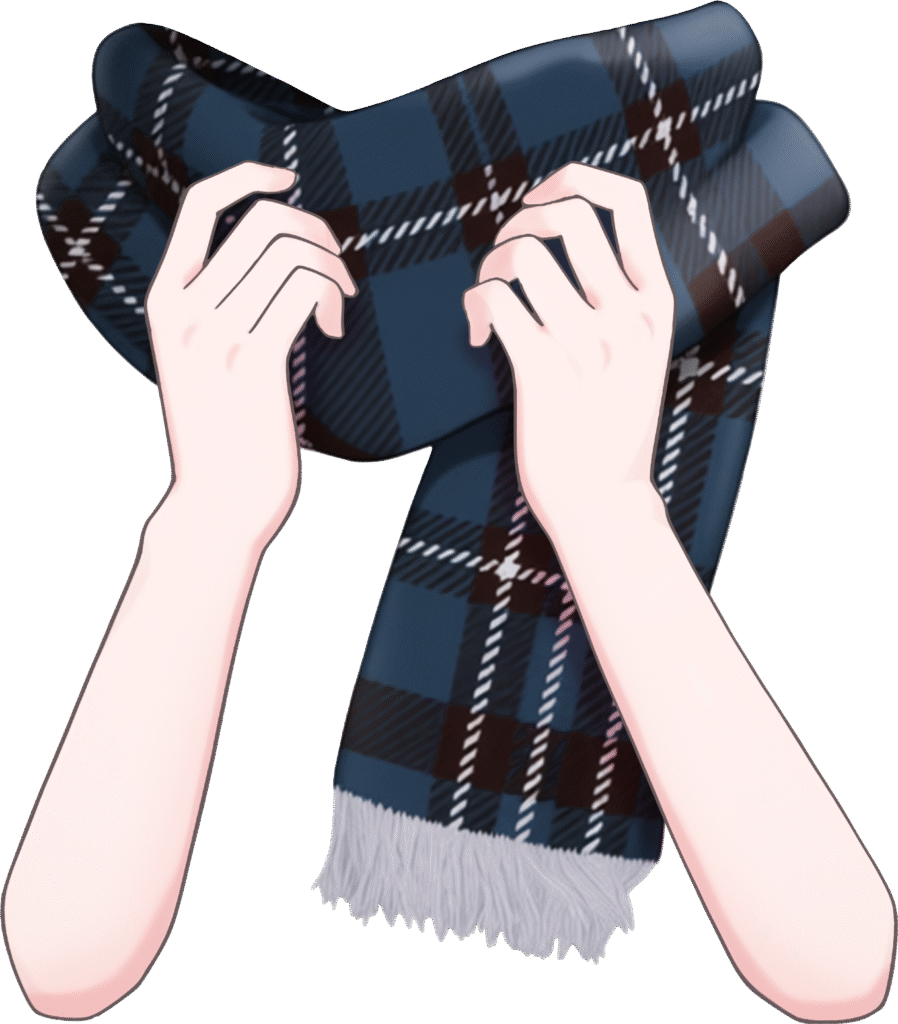 マフラーをぎゅっとする手のイラスト