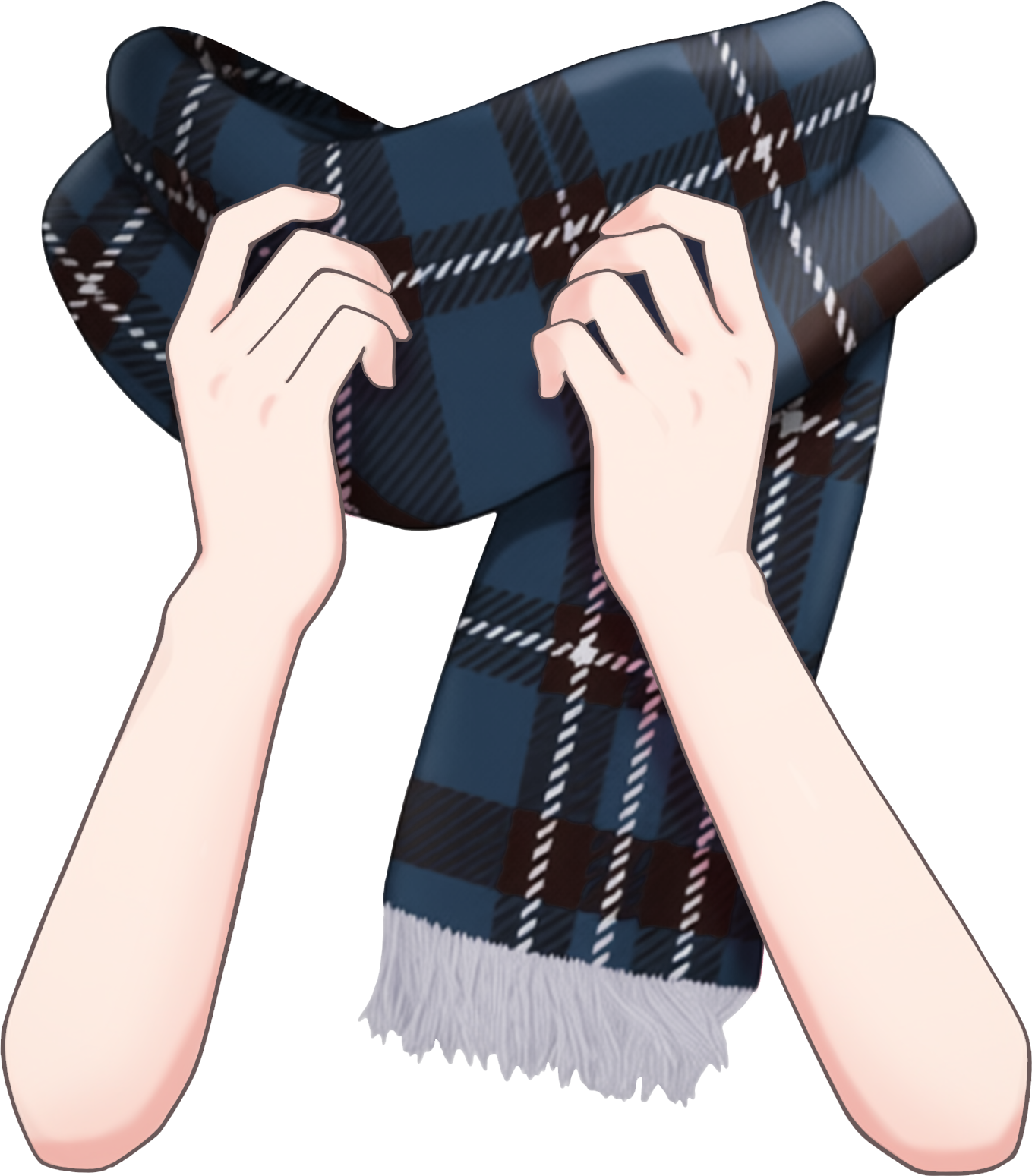 マフラーをぎゅっとする手のイラスト