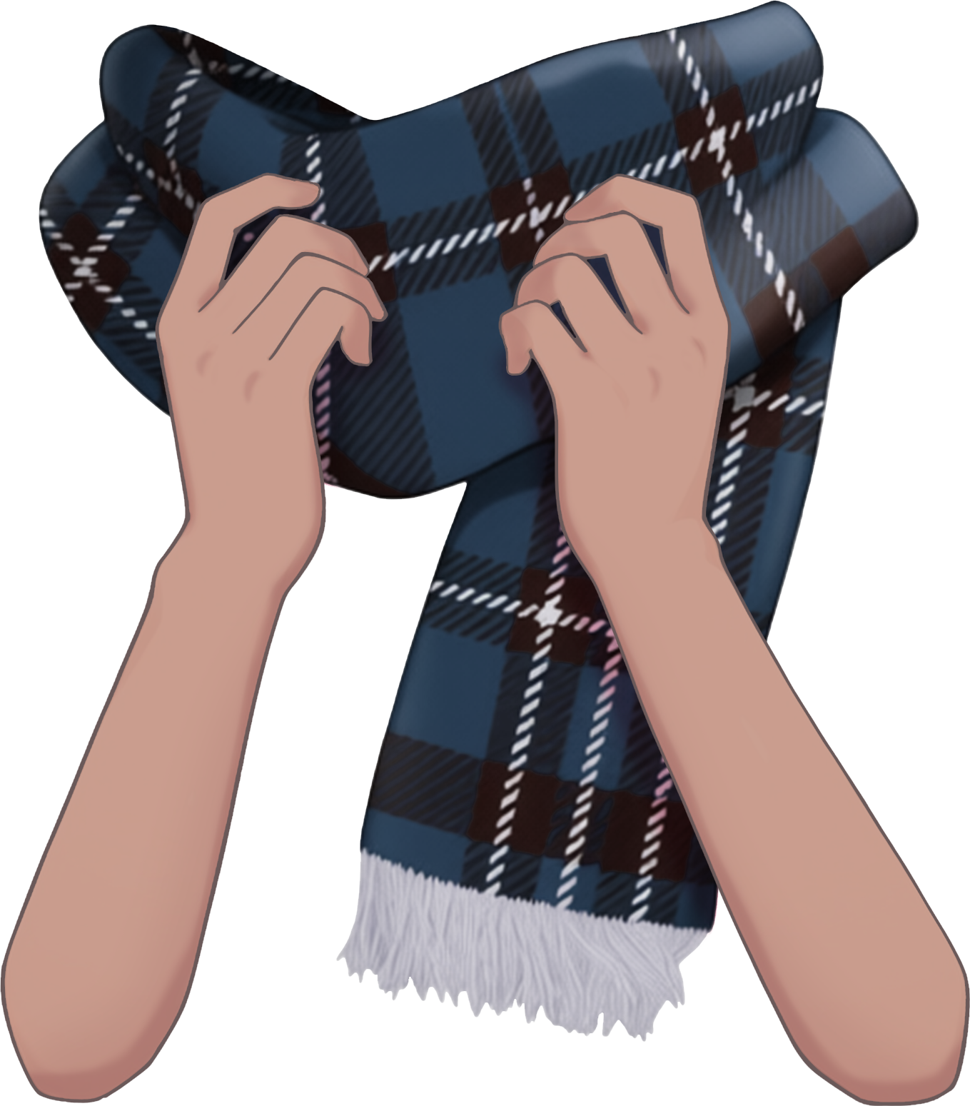 マフラーをぎゅっとする手のイラスト