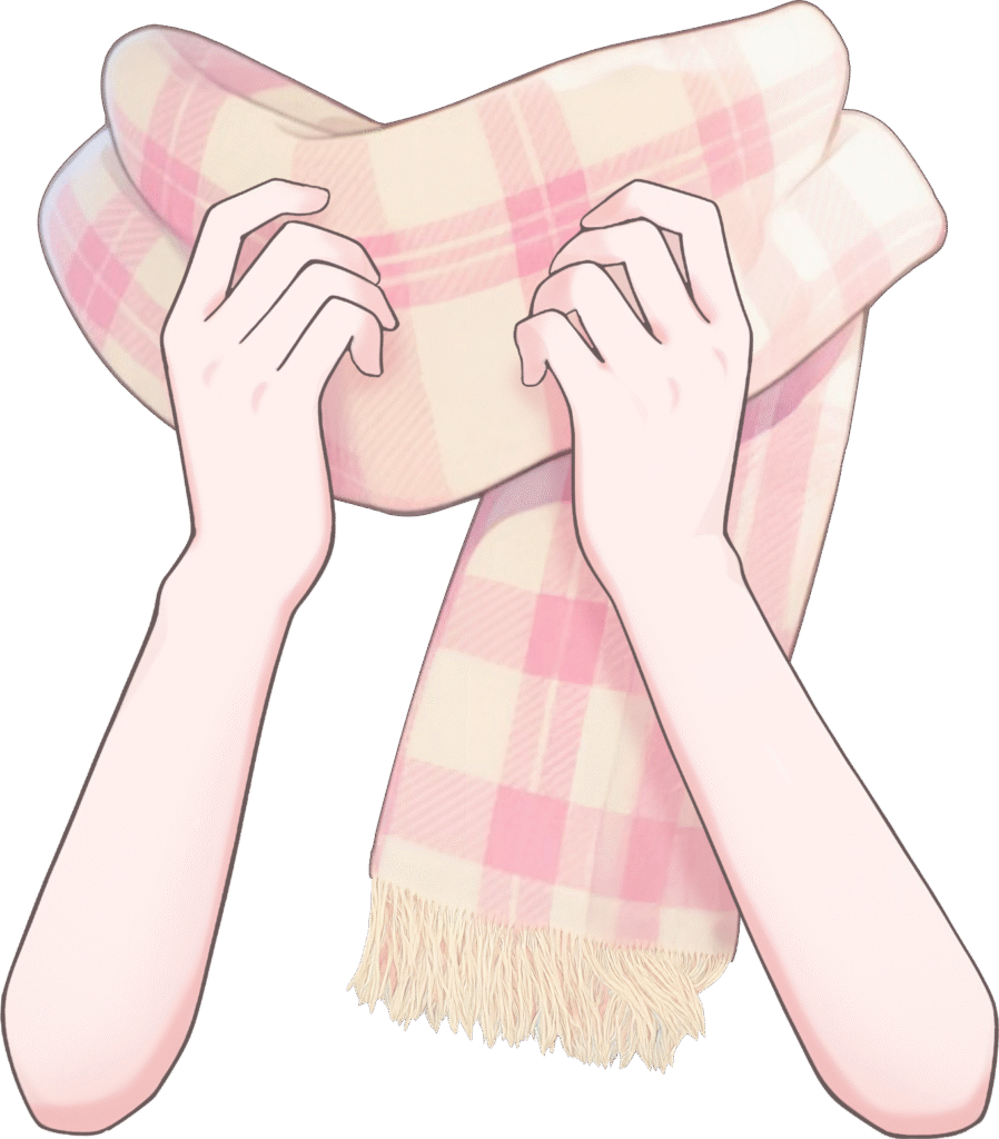 マフラーをぎゅっとする手のイラスト