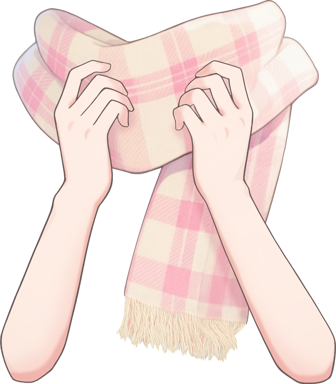 マフラーをぎゅっとする手のイラスト