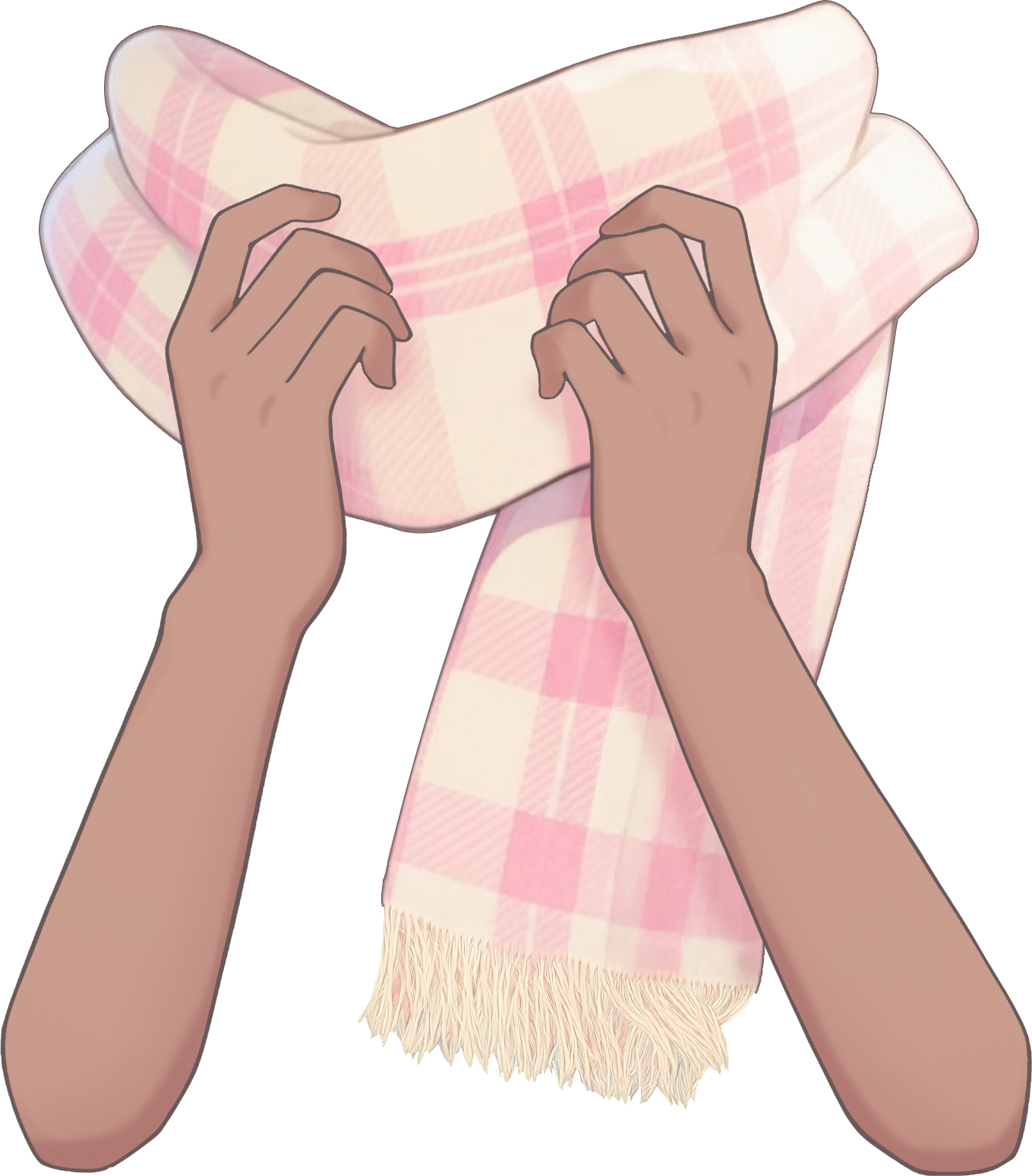 マフラーをぎゅっとする手のイラスト