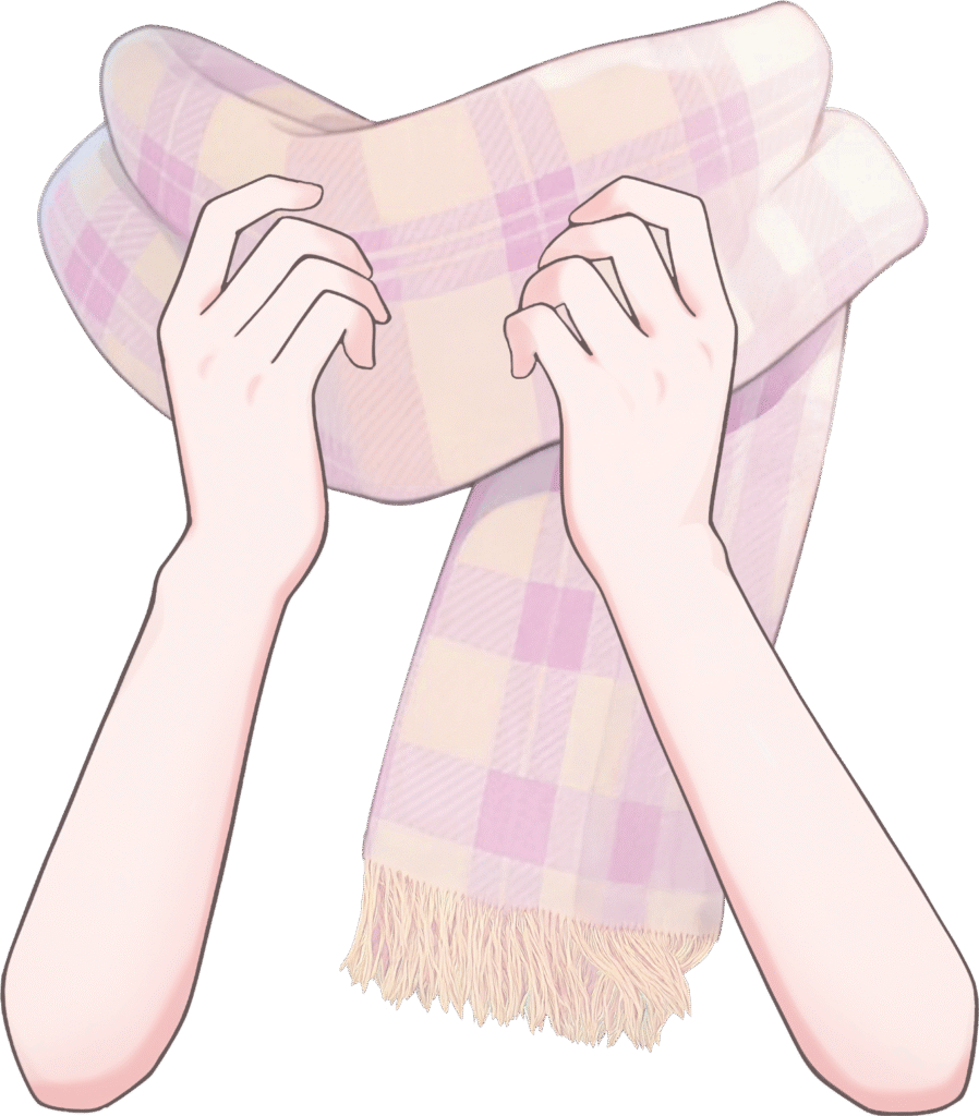 マフラーをぎゅっとする手のイラスト