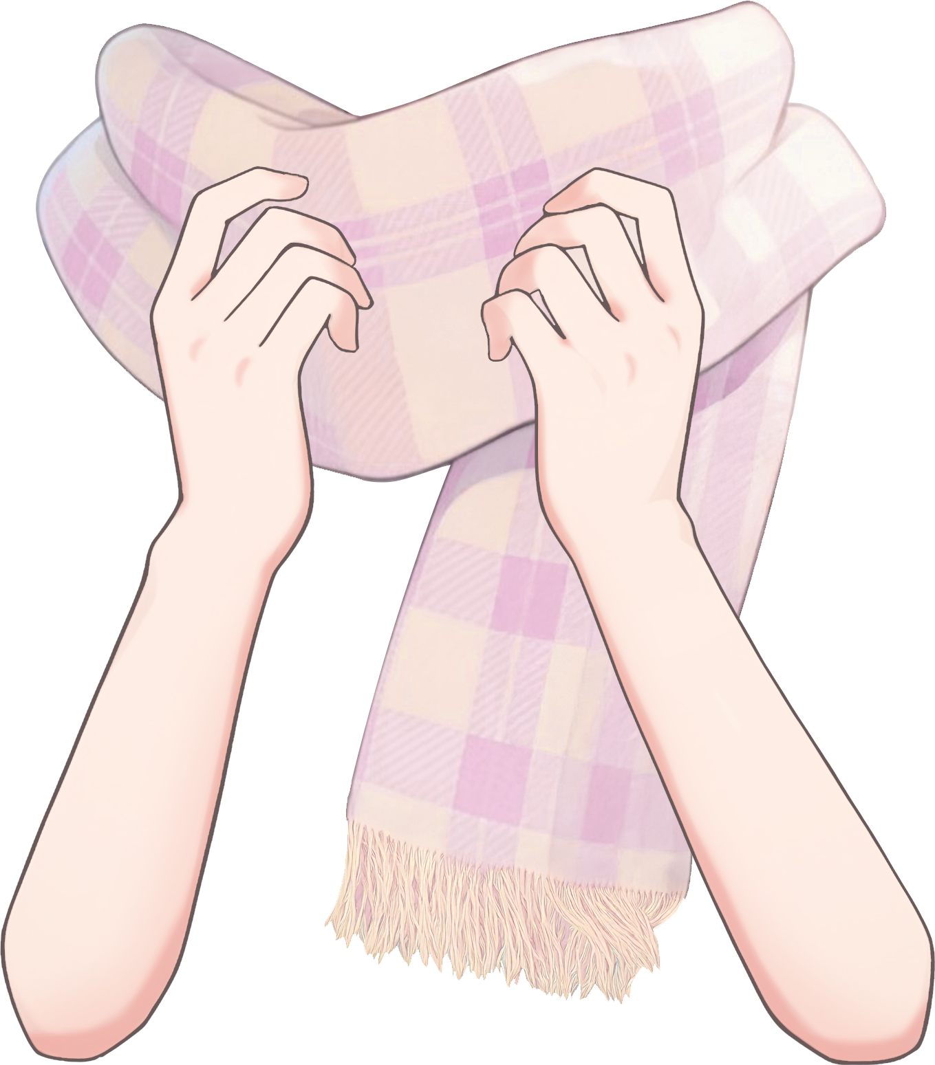 マフラーをぎゅっとする手のイラスト