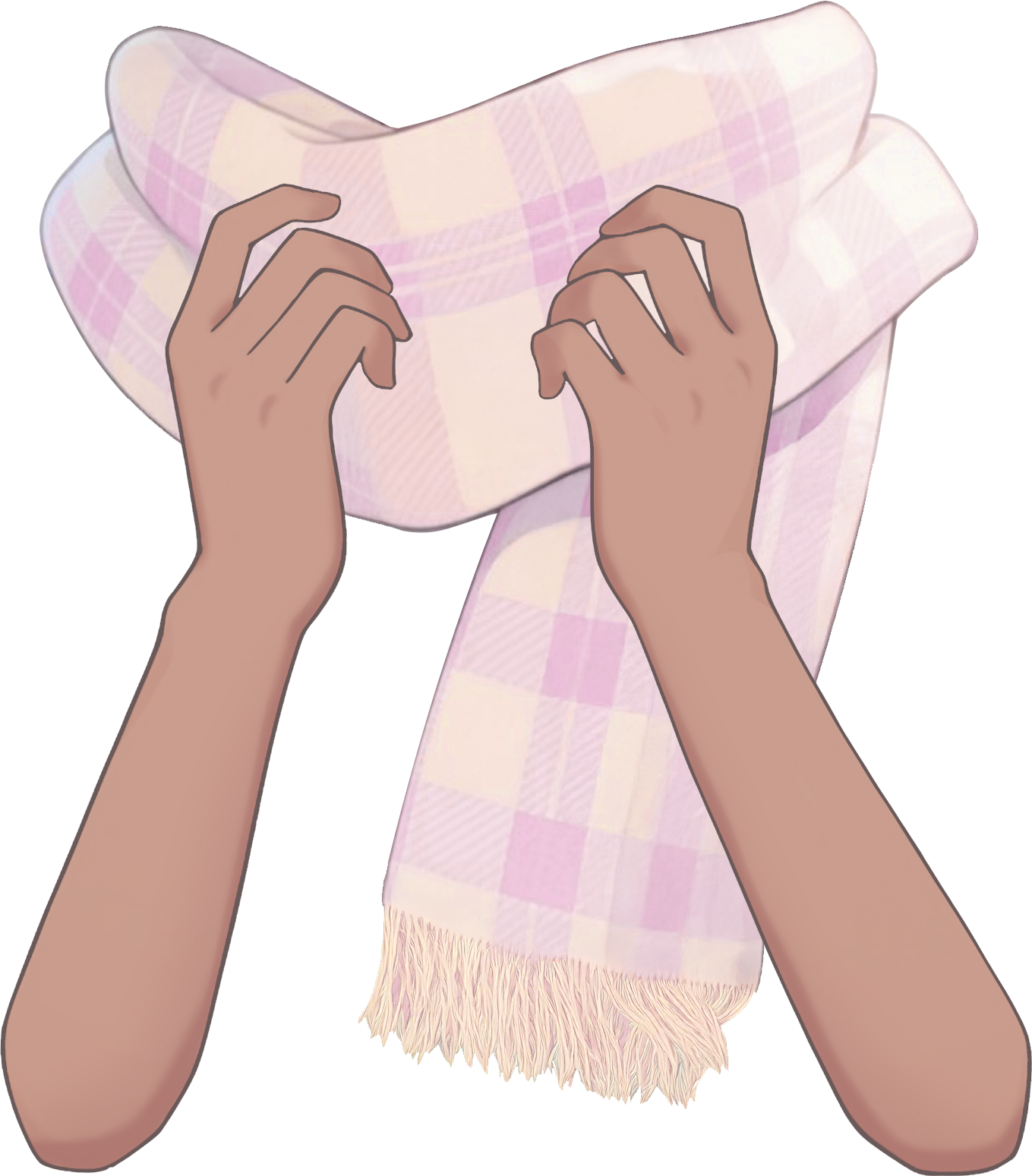 マフラーをぎゅっとする手のイラスト