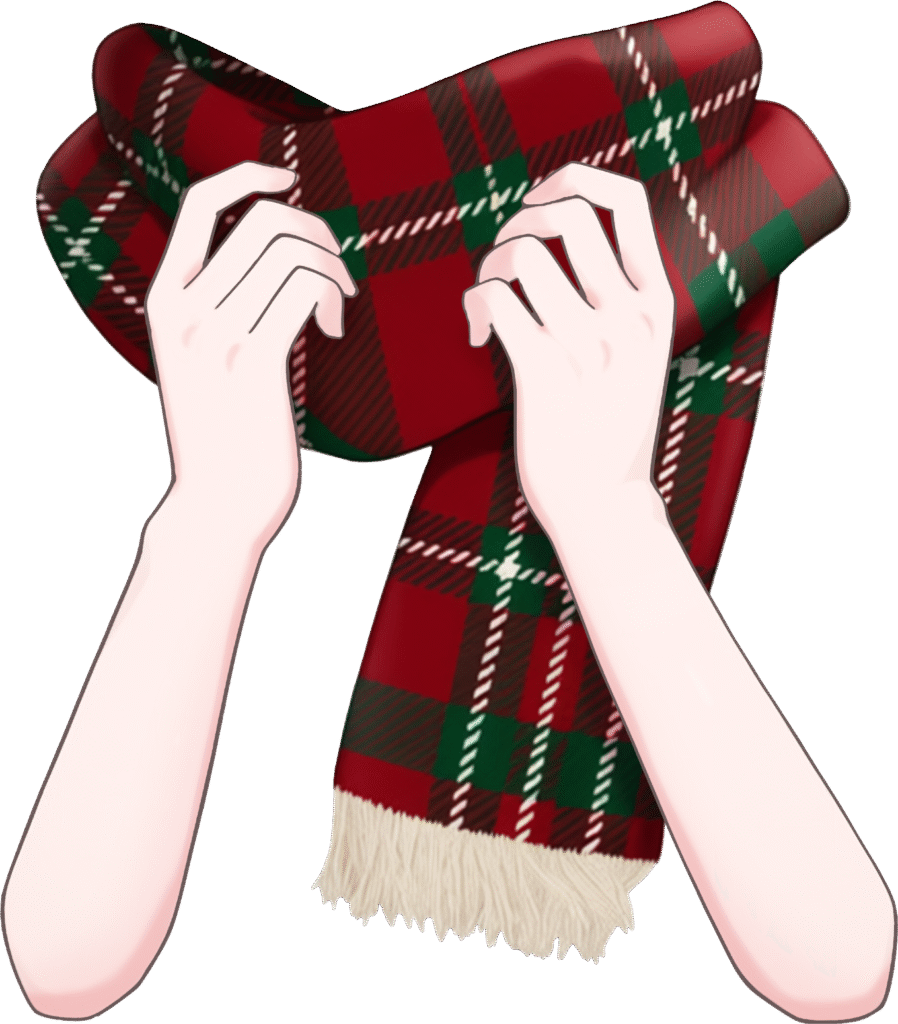 マフラーをぎゅっとする手のイラスト