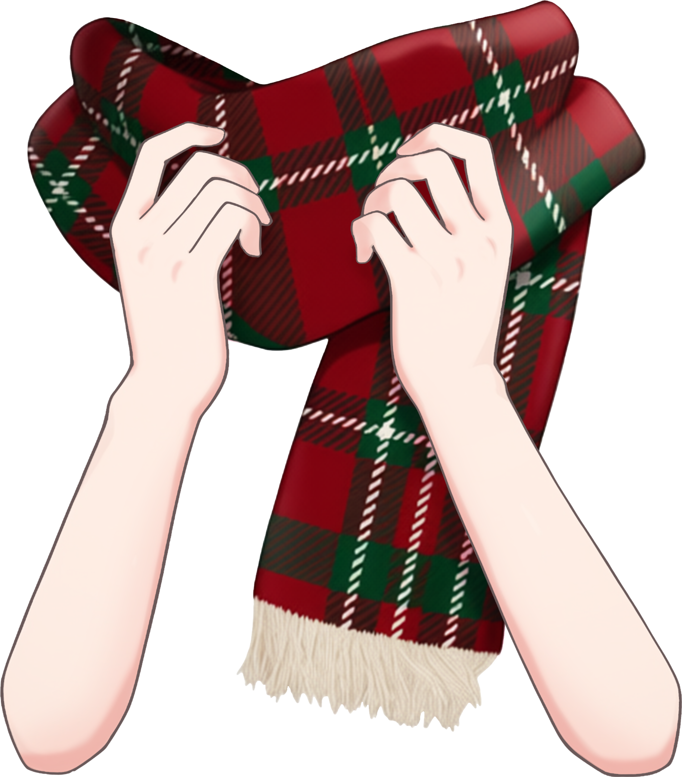 マフラーをぎゅっとする手のイラスト