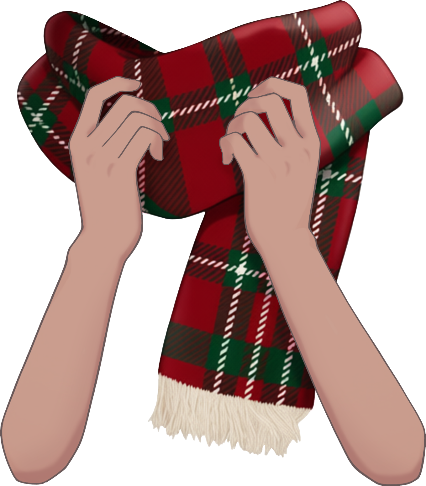 マフラーをぎゅっとする手のイラスト