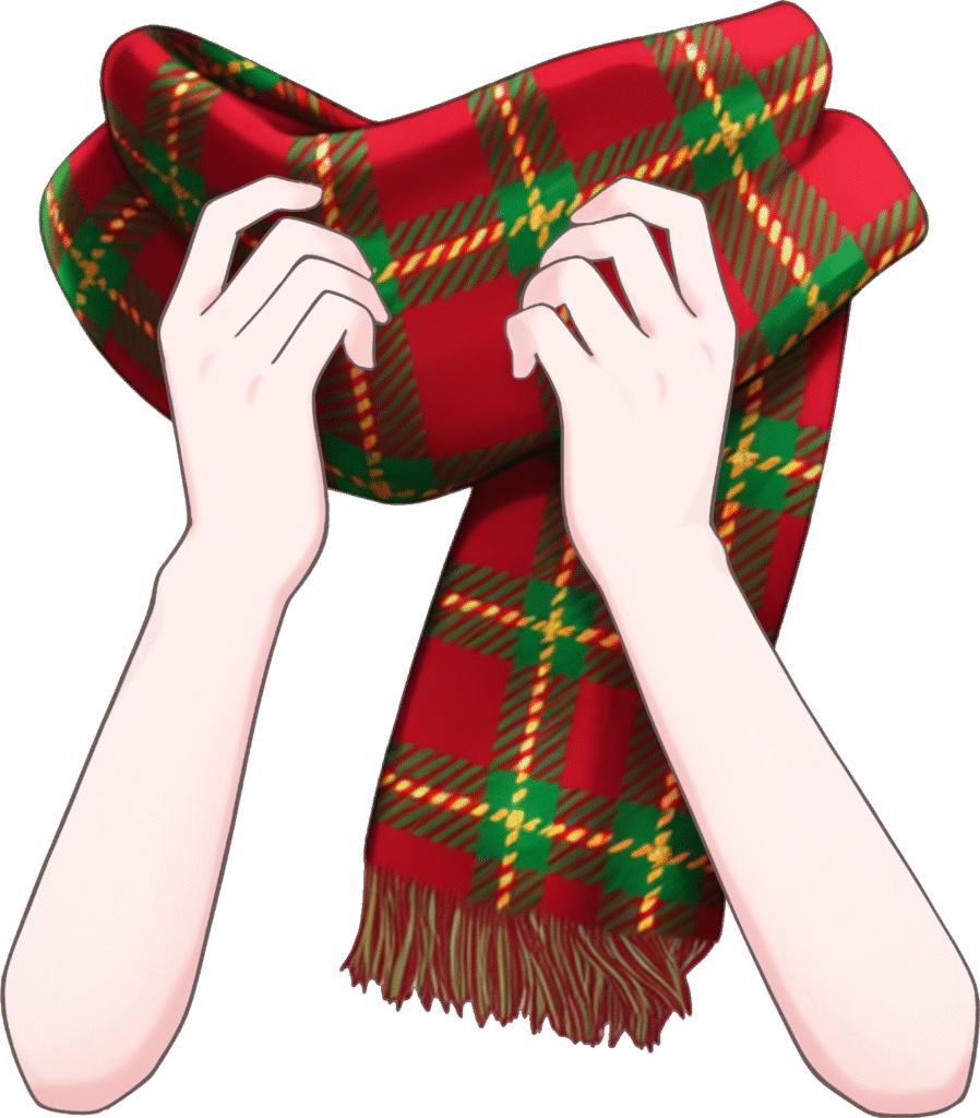 マフラーをぎゅっとする手のイラスト