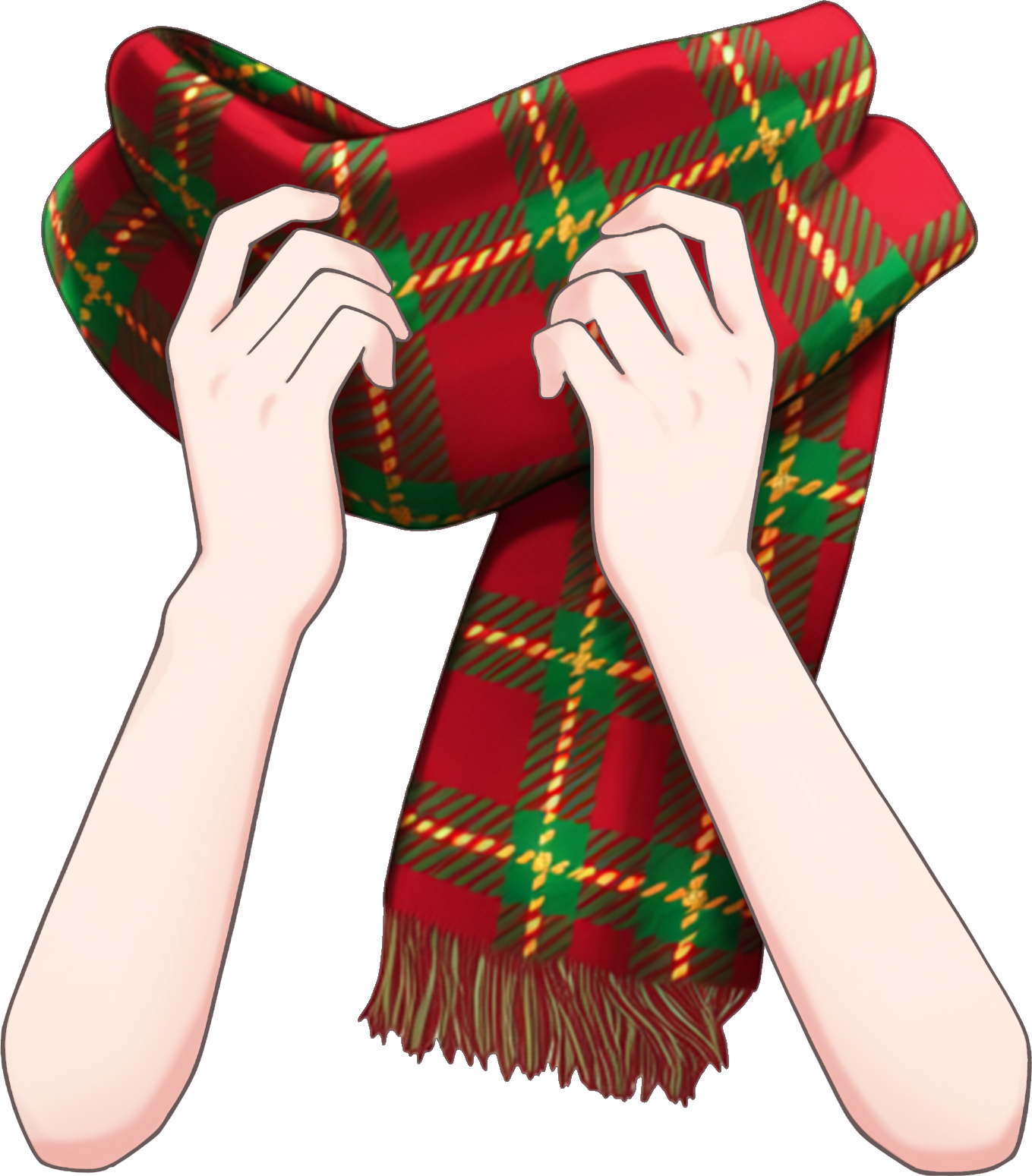 マフラーをぎゅっとする手のイラスト