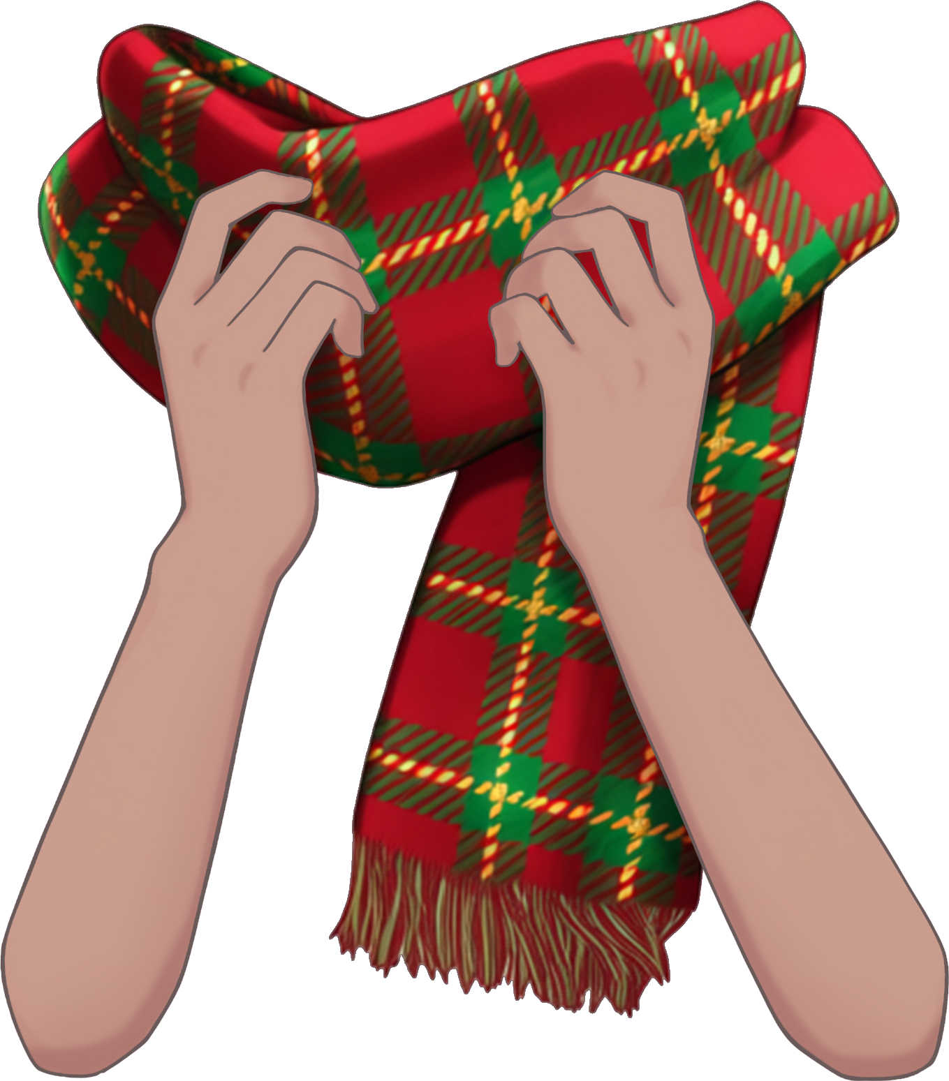 マフラーをぎゅっとする手のイラスト