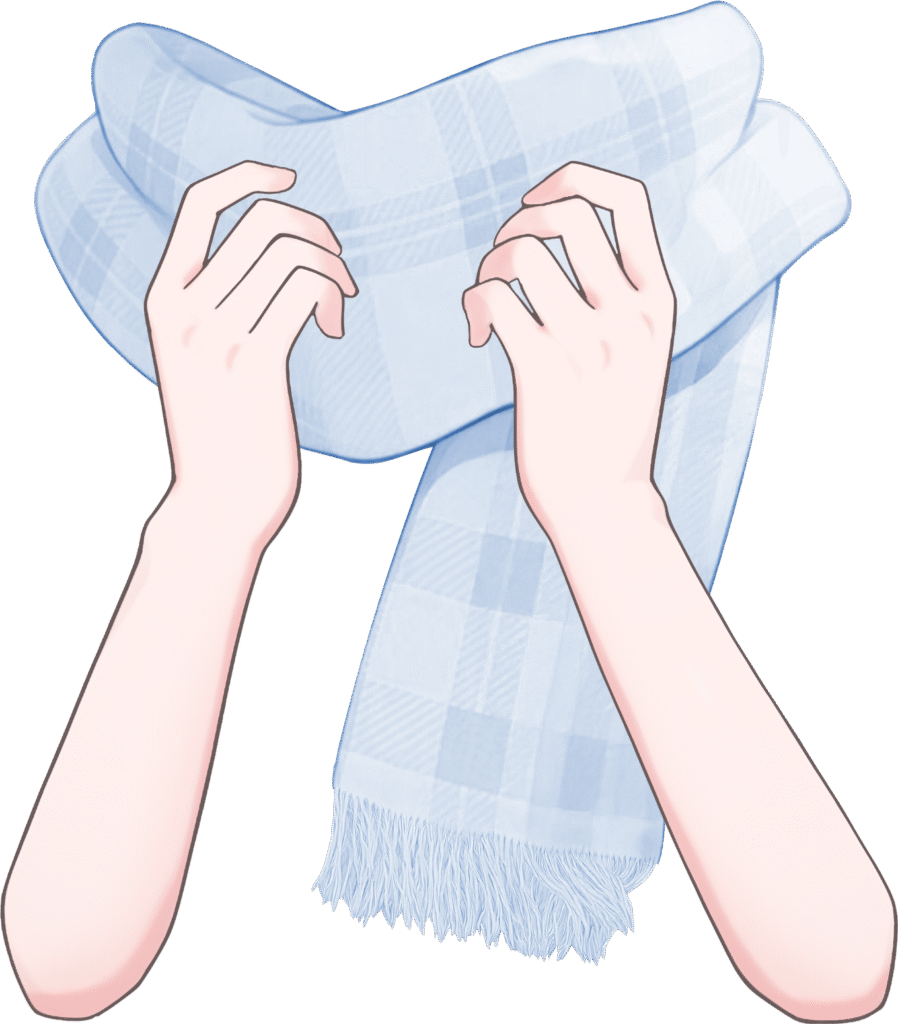 マフラーをぎゅっとする手のイラスト