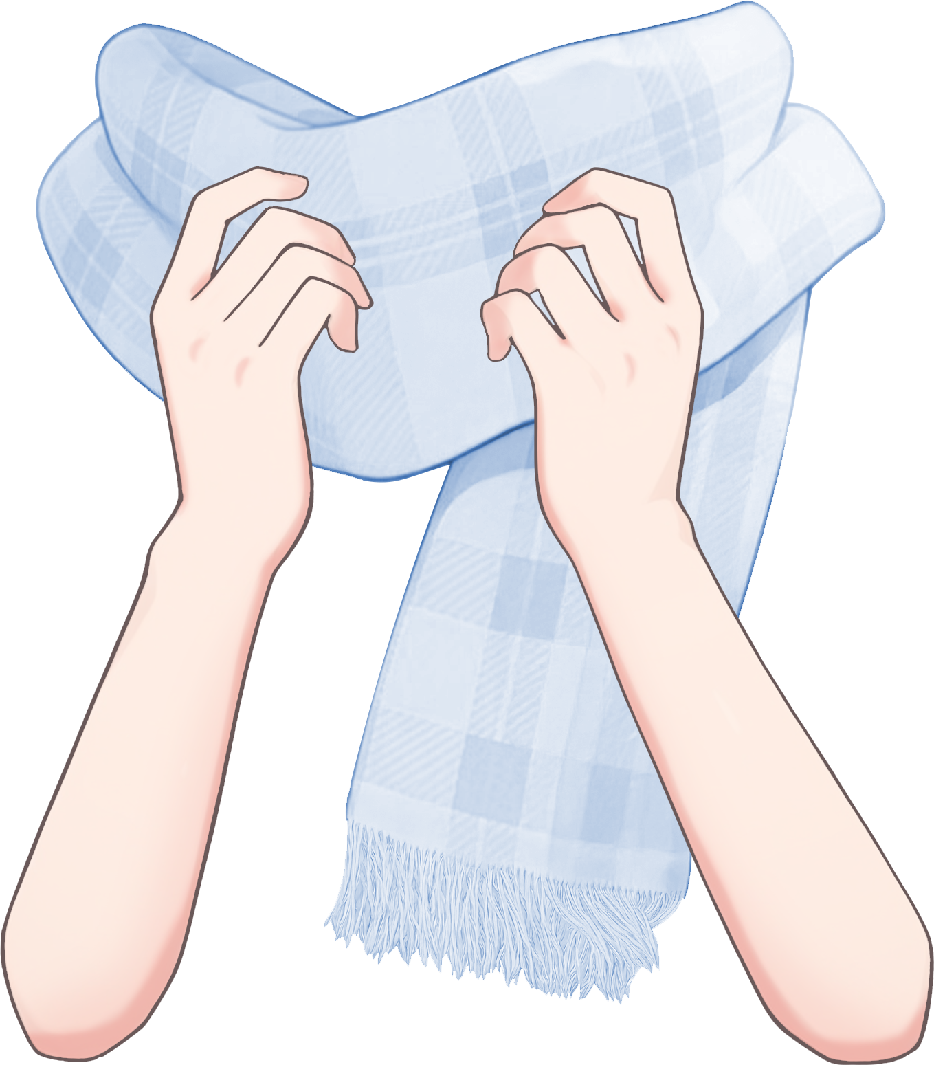 マフラーをぎゅっとする手のイラスト