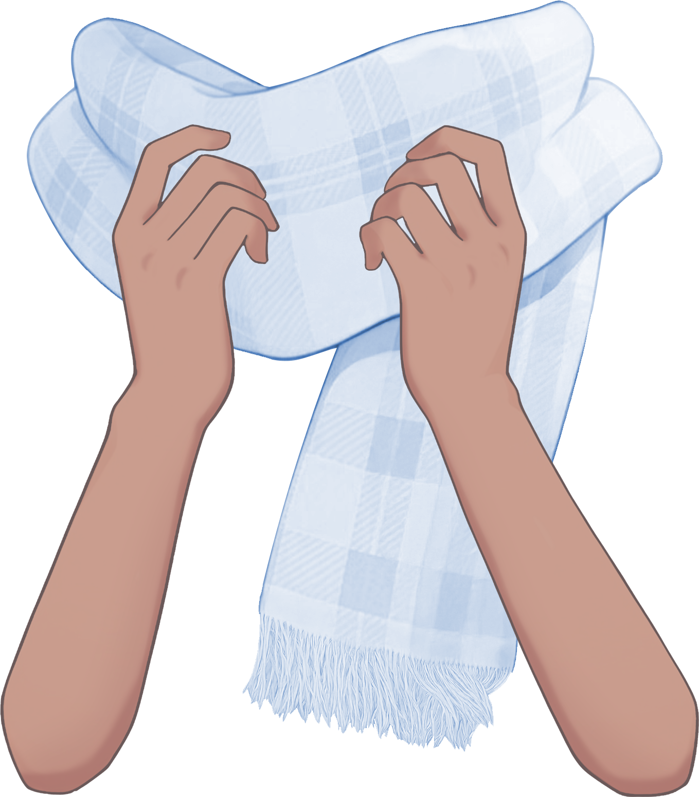 マフラーをぎゅっとする手のイラスト