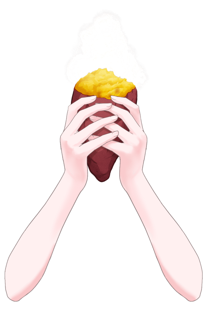 Vtuber向けフリー素材｜焼き芋を持つ手のイラスト