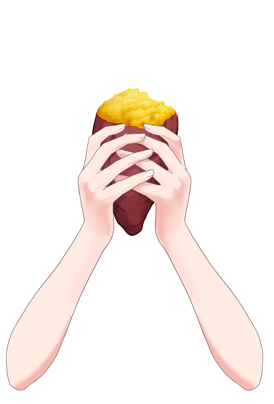 Vtuber向けフリー素材｜焼き芋を持つ手のイラスト