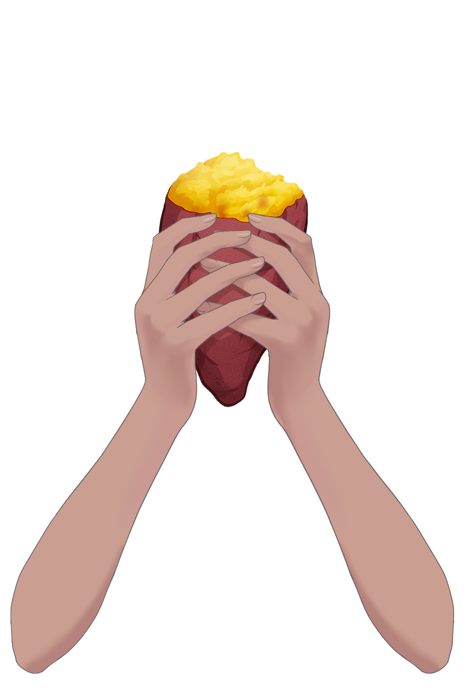 Vtuber向けフリー素材｜焼き芋を持つ手のイラスト