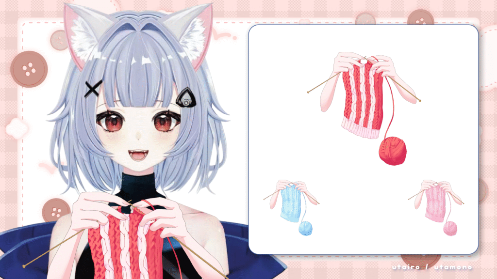 Vtuber向けフリー素材｜編み物をする手のイラスト