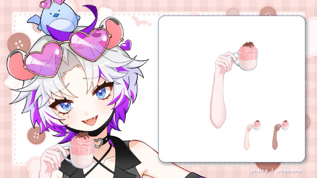 いちごのホットドリンクを持つ手のイラスト