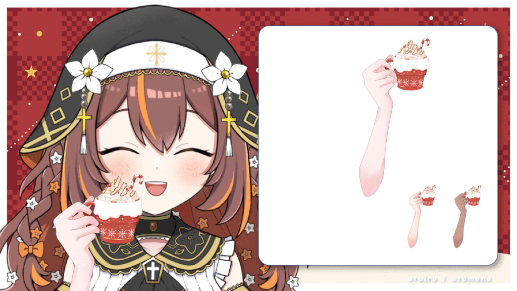 クリスマス風フロートを持つ手のイラスト