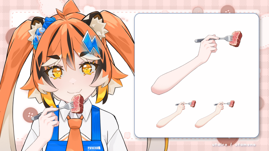 Vtuber向けフリー素材｜いいお肉を食べる手のイラスト