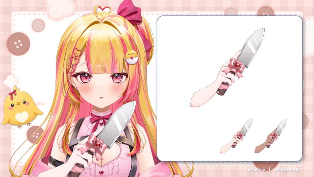 リボン付きナイフを持つ手のイラスト