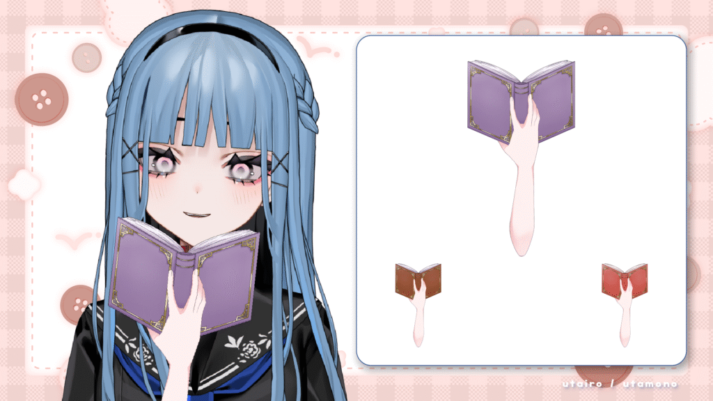 Vtuber向けフリー素材｜本を持つ手のイラスト