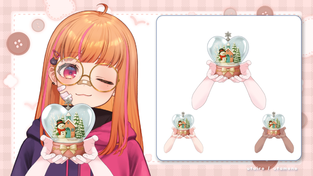 Vtuber向けフリー素材｜スノードームを持つ手のイラスト